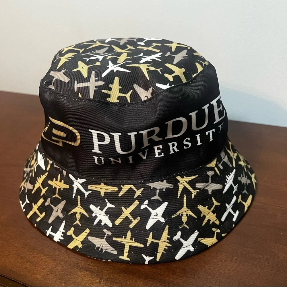 Purdue Boilermakers Reversible Bucket Hat University Logo airplane print